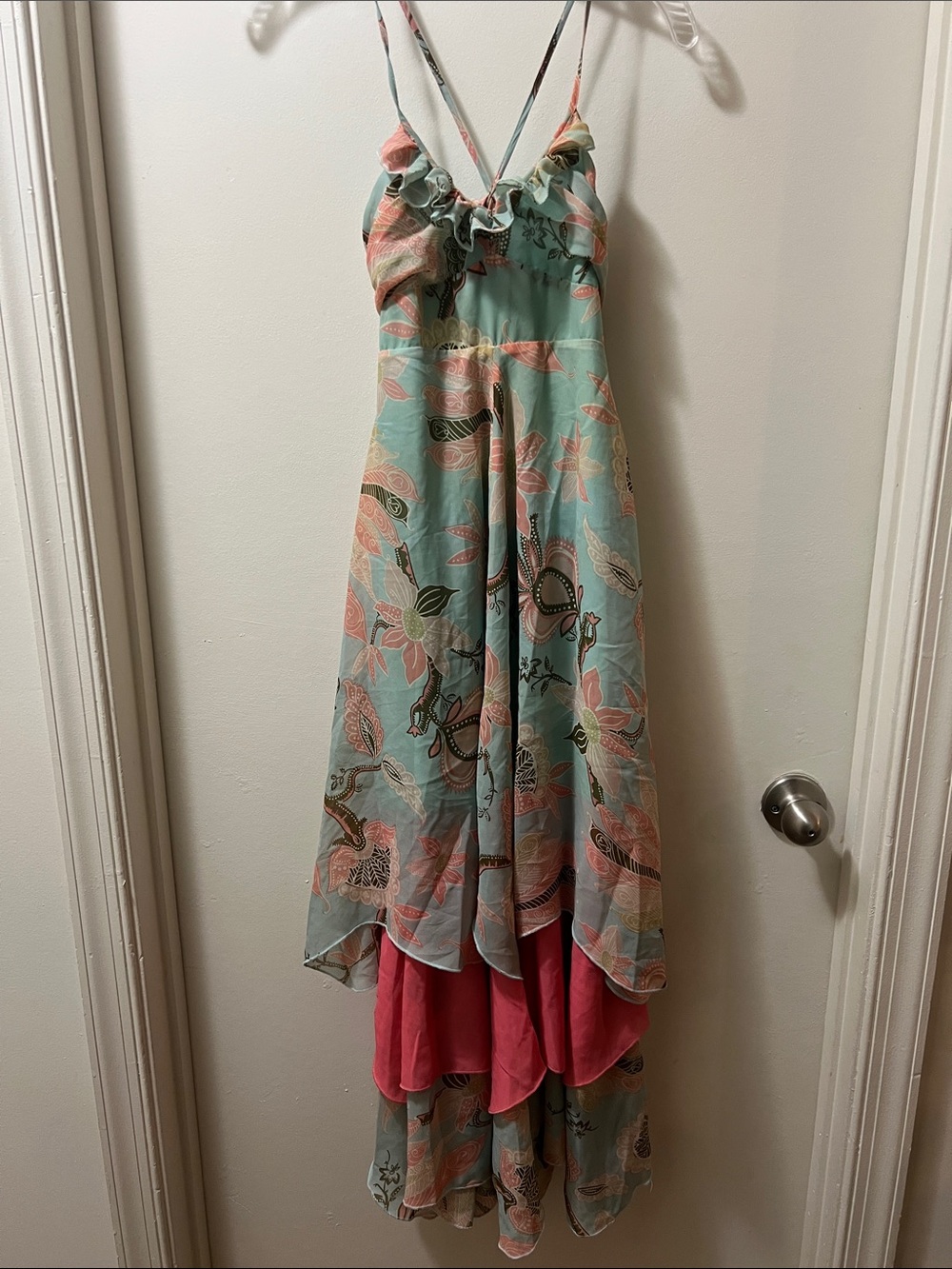 H&M Floral Maxi Dress in Aqua and Coral